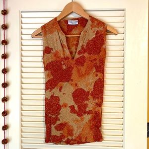 Dolce & Gabbana shades or orange e and gold camo sleeveless top size small.